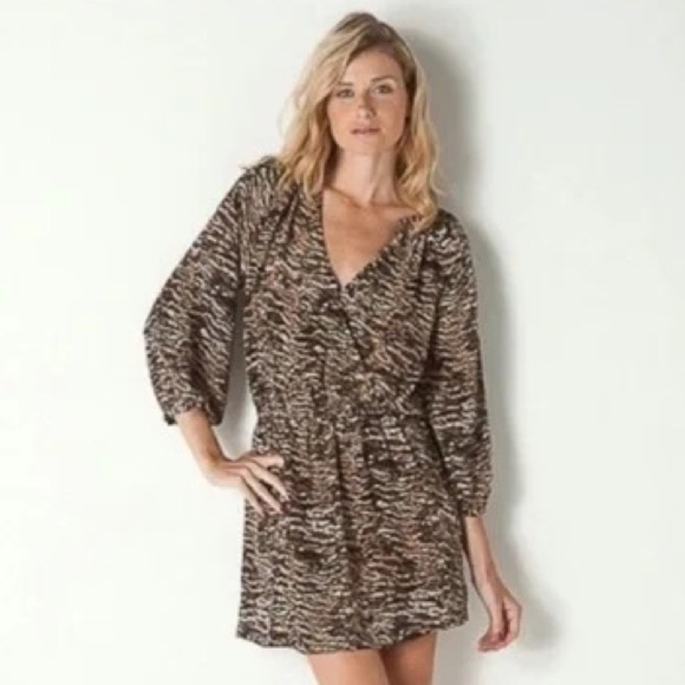 Joie 100% silk Molly dress size small abstract animal print